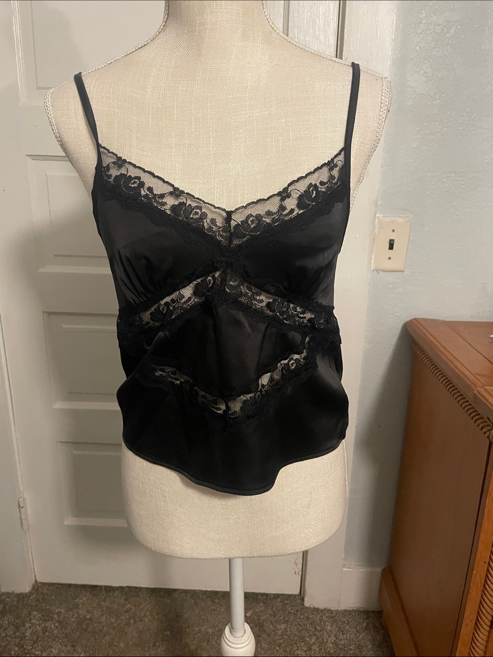 Edikted Black Satin Lace Chemise Cami